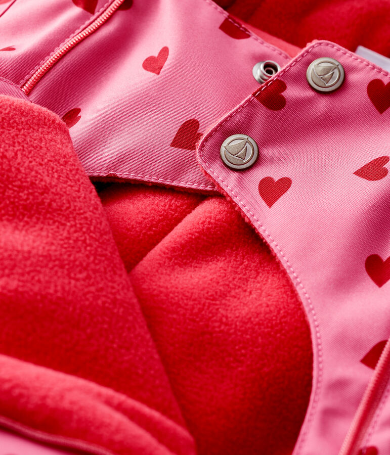 Tutina imbottita beb&egrave; femmina rosa CHEEK/rosso TERKUIT