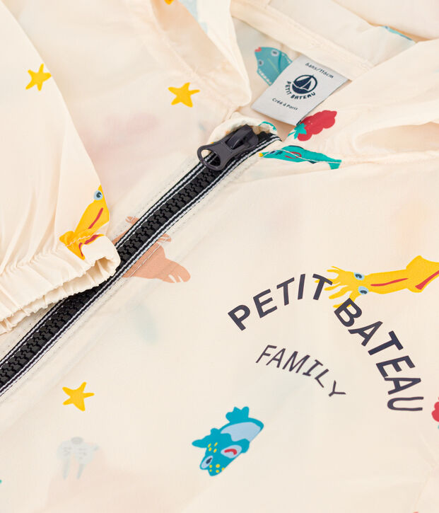 Giacca a vento in tessuto riciclato unisex ecru/multicolore