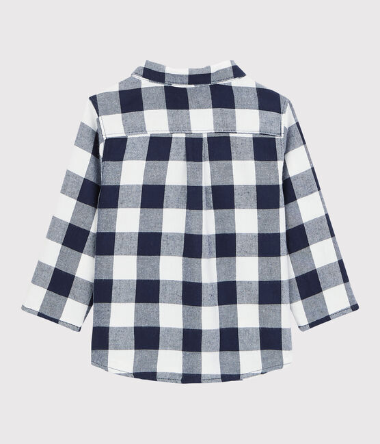 Camicia in cotone bebè. blu SMOKING/bianco MARSHMALLOW