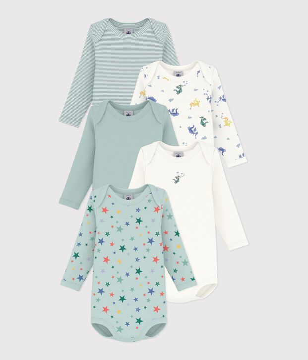 Set di body a maniche lunghe in cotone con draghi stampati neonato multicolore