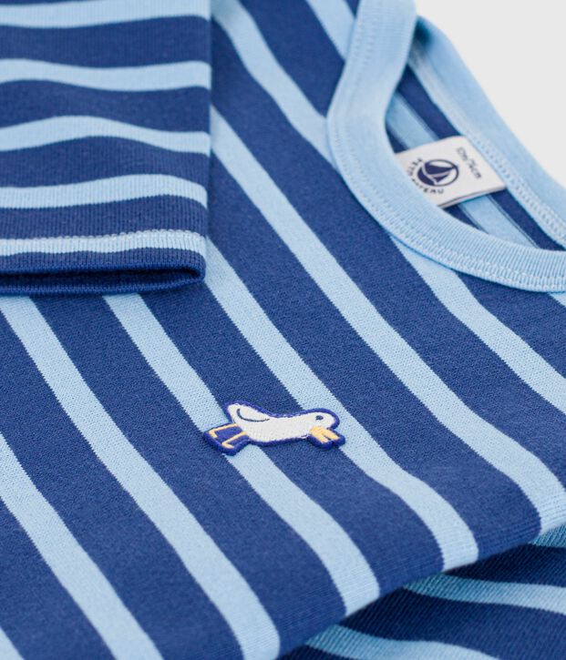 Marini&egrave;re in cotone con stemma a gabbiano neonato blu/blu
