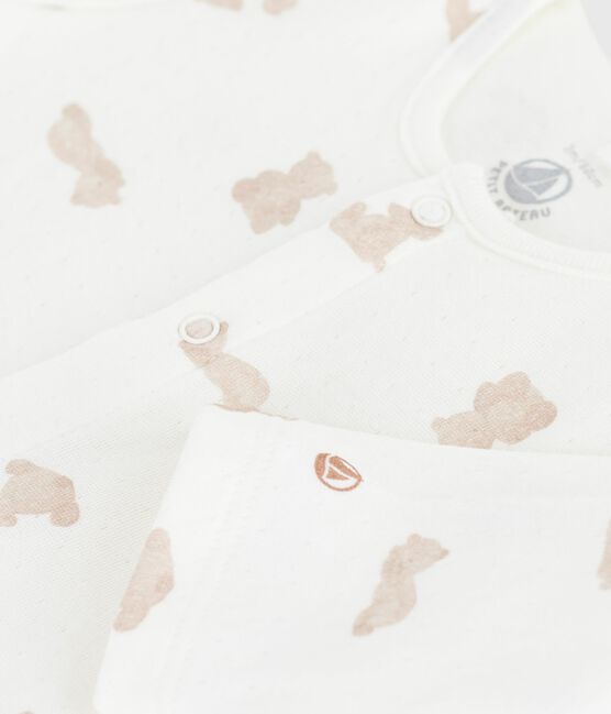 Pigiama in tubique con stampa neonato MARSHMALLOW/ BRUN