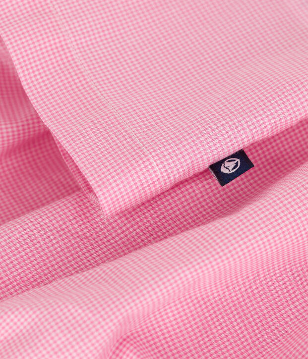 Abito senza maniche in cotone leggero e bloomer con stampa a quadretti vichy. bianco/rosa