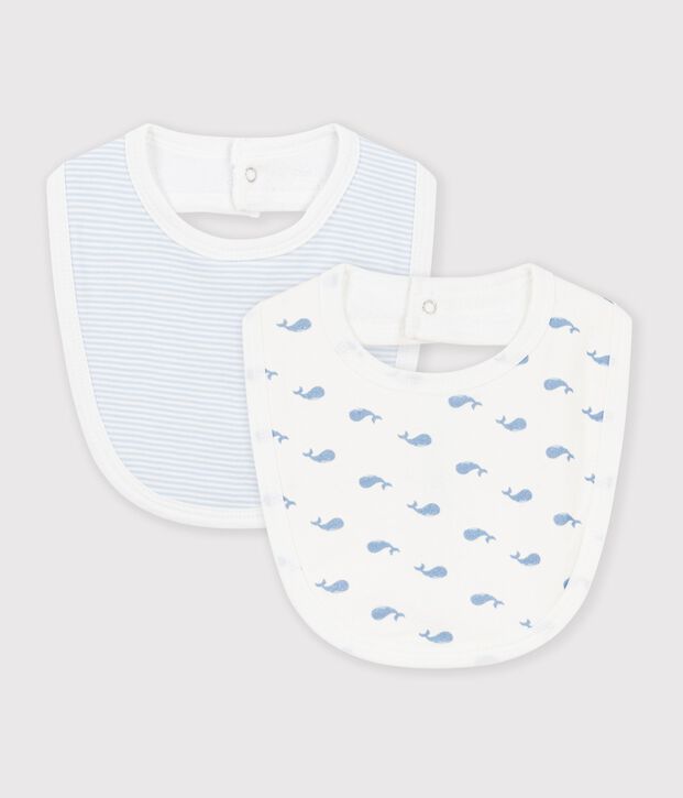 Set di bavaglini in cotone con stampa balena neonato multicolore