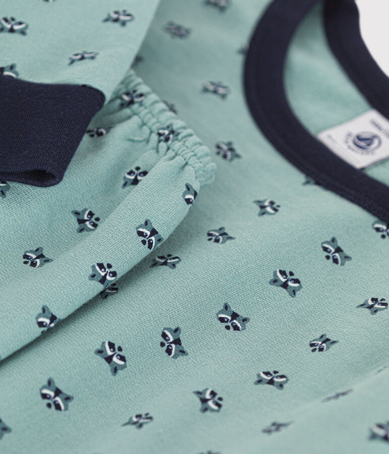 Pigiama in tessuto felpato spazzolato con stampa orsetto lavatore bambino verde/multicolore