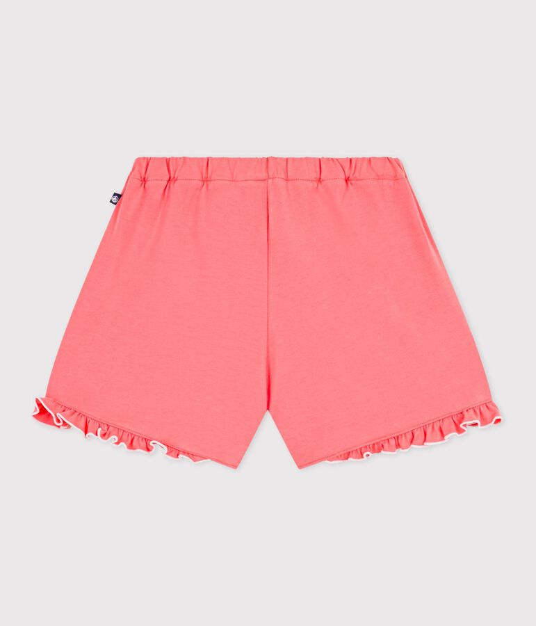 Shorts in cotone tinta unita bambina rosa