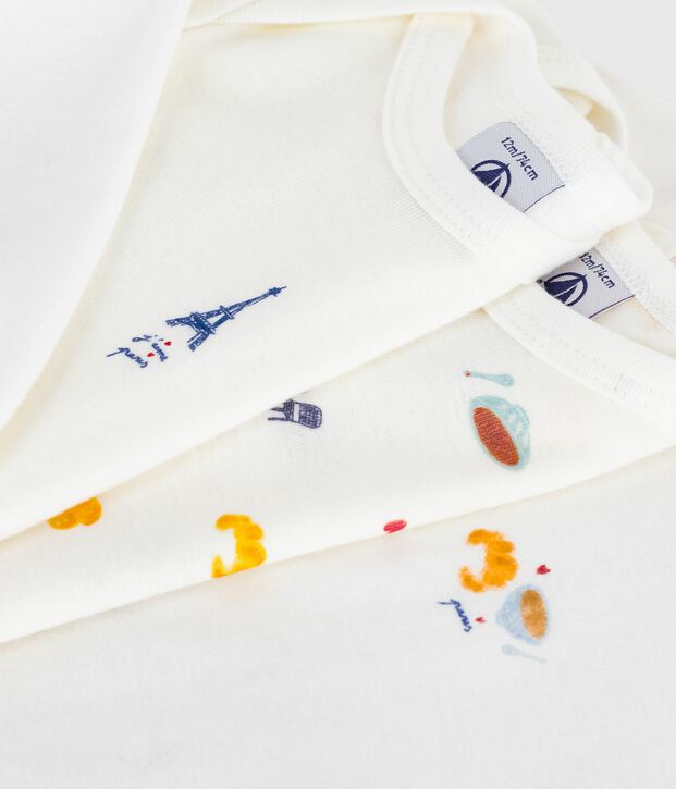 Set di body a maniche lunghe in cotone con stampa Parigi neonato multicolore