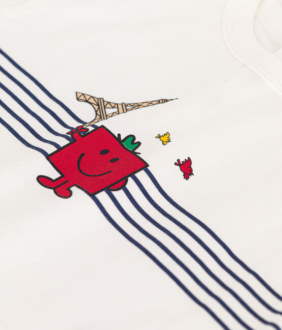 T-shirt Monsieur Madame in cotone neonato bianco MARSHMALLOW