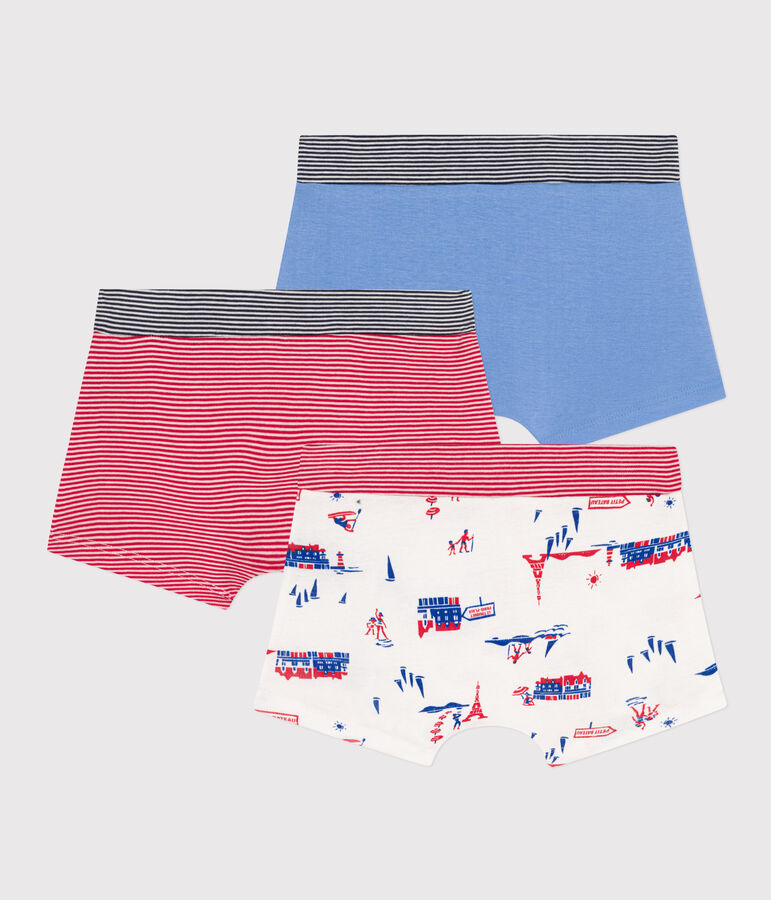 Confezione da 3 boxer bambino in cotone motivo Parigi multicolore