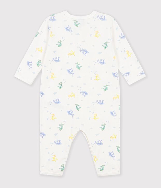 Pigiama senza piedini in cotone con draghi stampati neonato bianco/multicolore