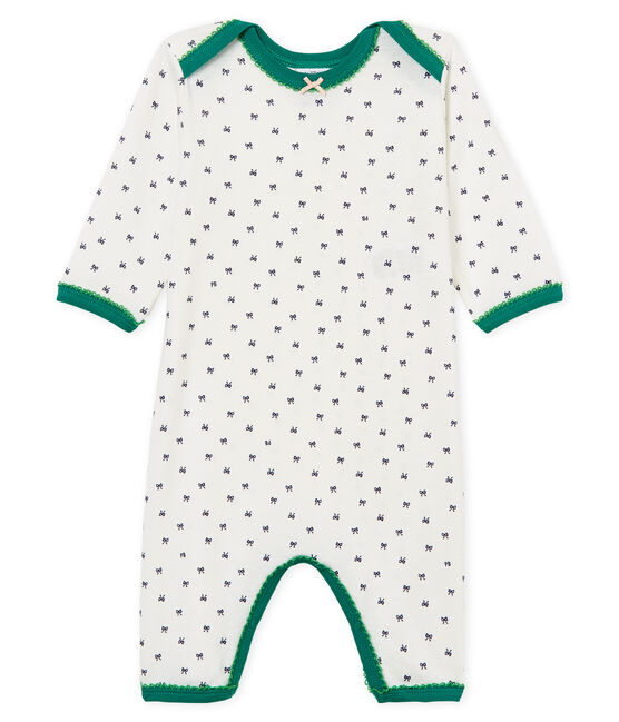 Tutina pigiama bambina a costine bianco MARSHMALLOW/blu MEDIEVAL