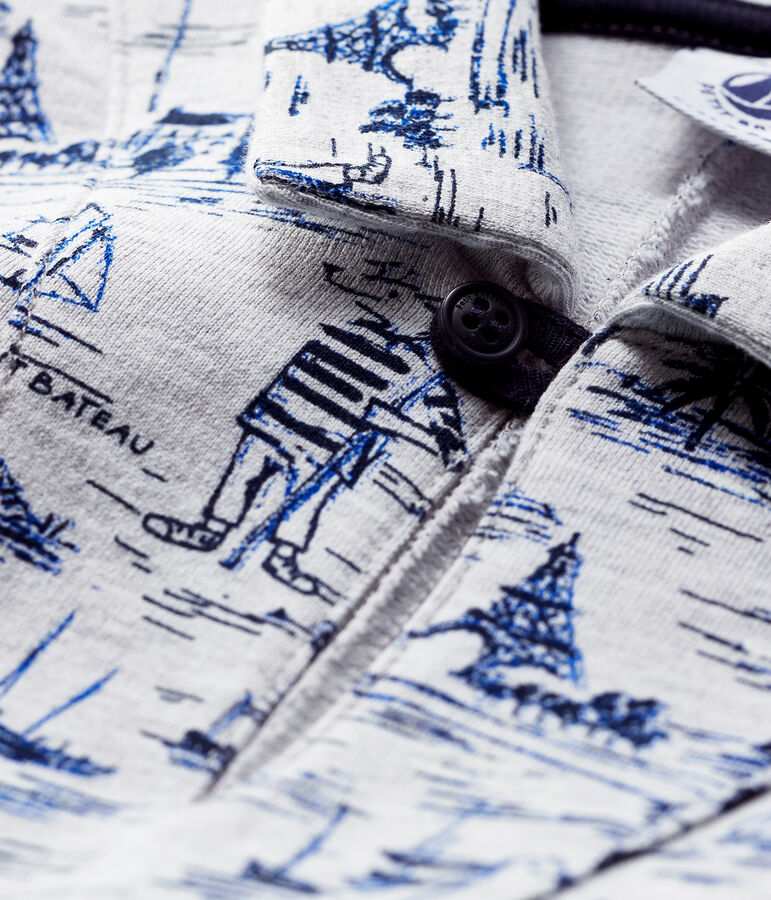 Tutina corta in felpa fantasia beb&egrave; maschio grigio/blu