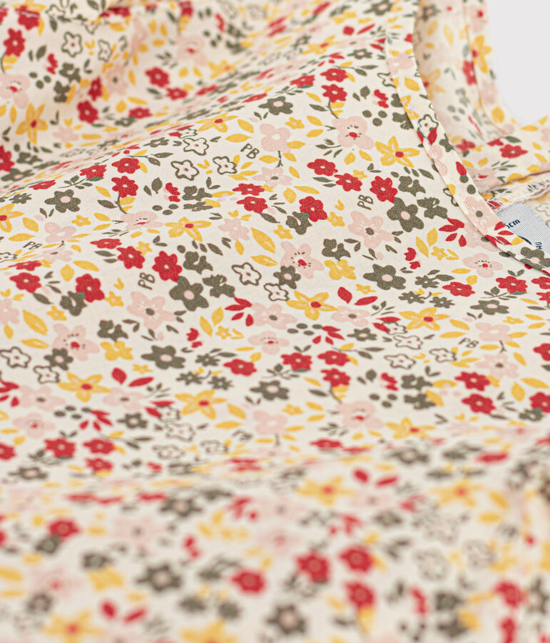 Abito in popeline bambina ecru/multicolore