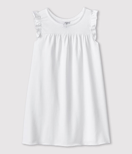 Camicia da notte bianca bambina in cotone sottile bianco ECUME