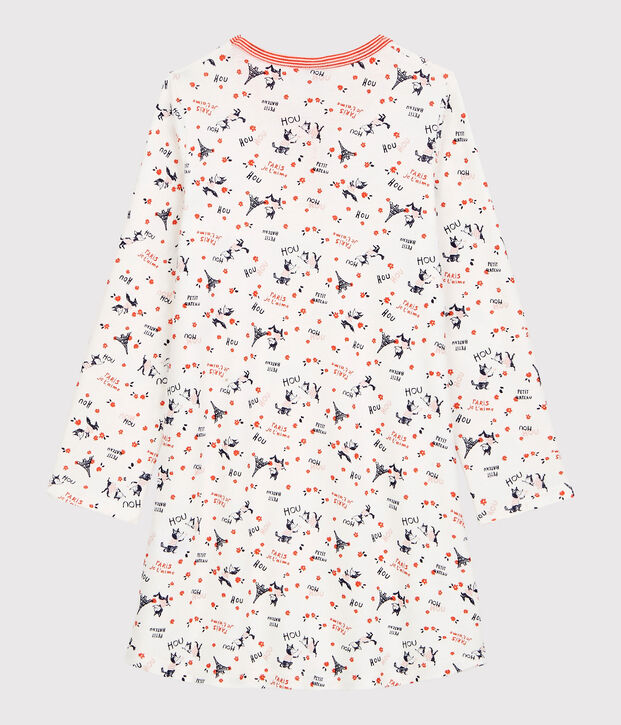 Camicia da notte bambina fantasia Parigi in cotone biologico bianco/multicolore