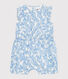 Tutina corta senza maniche in cotone con ciliegie blu stampate neonato