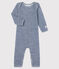 Body lungo a righe bebè in lana e cotone blu MEDIEVAL/bianco MARSHMALLOW