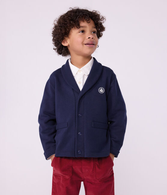 Cardigan in cotone tinta unita bambino blu SMOKING