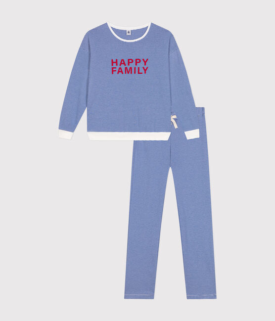 Pigiama donna in cotone a righe blu CALVIN/ MARSHMALLOW