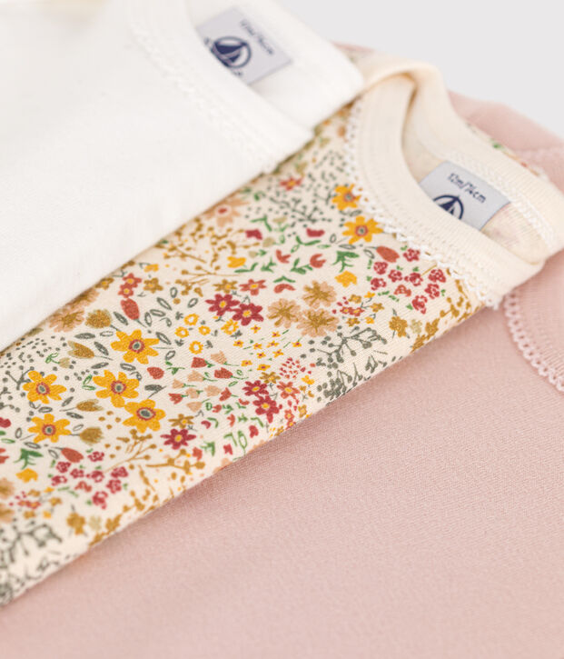 Set di 5 body a maniche lunghe in cotone a fiori neonato multicolore