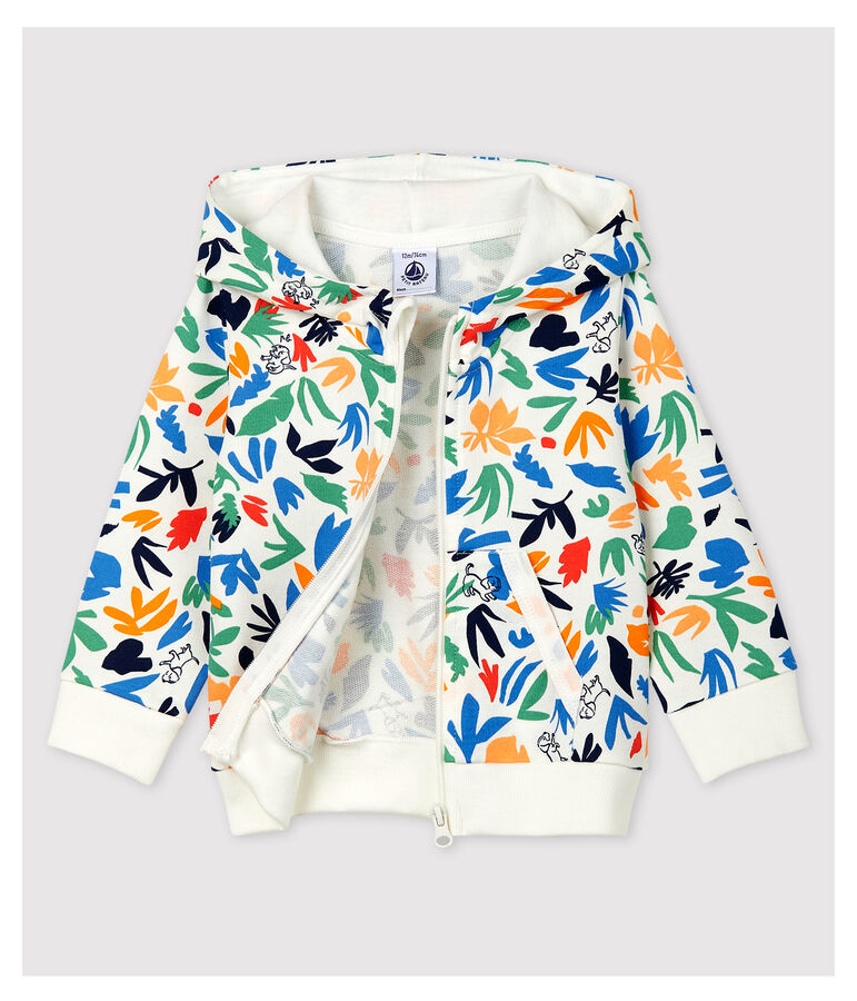 Cardigan in molleton beb&egrave;. bianco MARSHMALLOW/bianco MULTICO