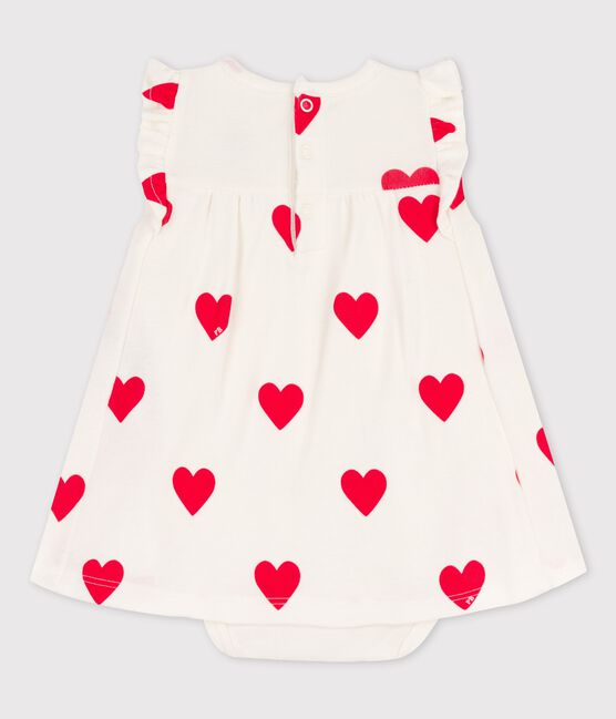 Abito body per bebè in cotone biologico con motivo a cuore bianco MARSHMALLOW/rosso TERKUIT