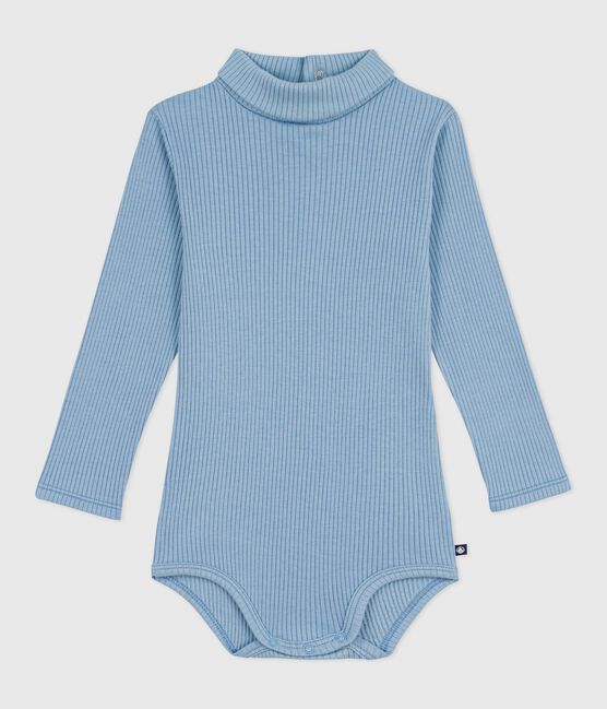Body a dolcevita in cotone tinta unita neonato ADRIATIC