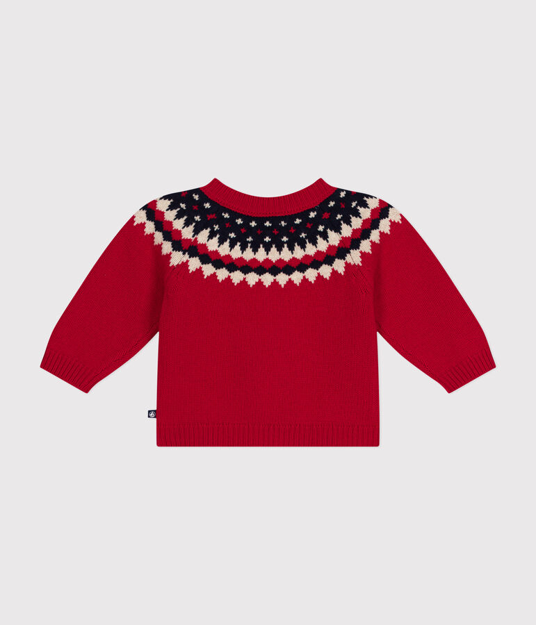 Maglione in maglia con lana neonato rosso/multicolore
