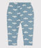Pantaloni bebè in tessuto felpato fantasia blu ROVER/bianco MARSHMALLOW
