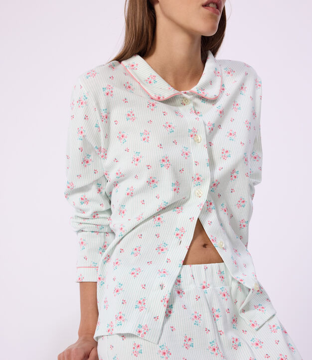 Pigiama in cotone con stampa e bottoni donna bianco/multicolore