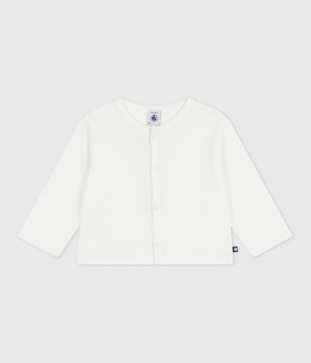 Cardigan in cotone tinta unita neonato bianco