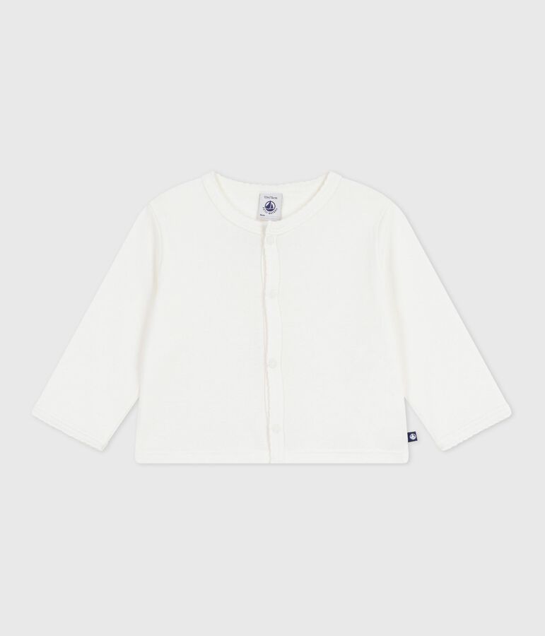Cardigan in cotone tinta unita neonato bianco
