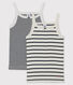 Confezione da 2 canottiere bambina con spalline a righe in cotone biologico