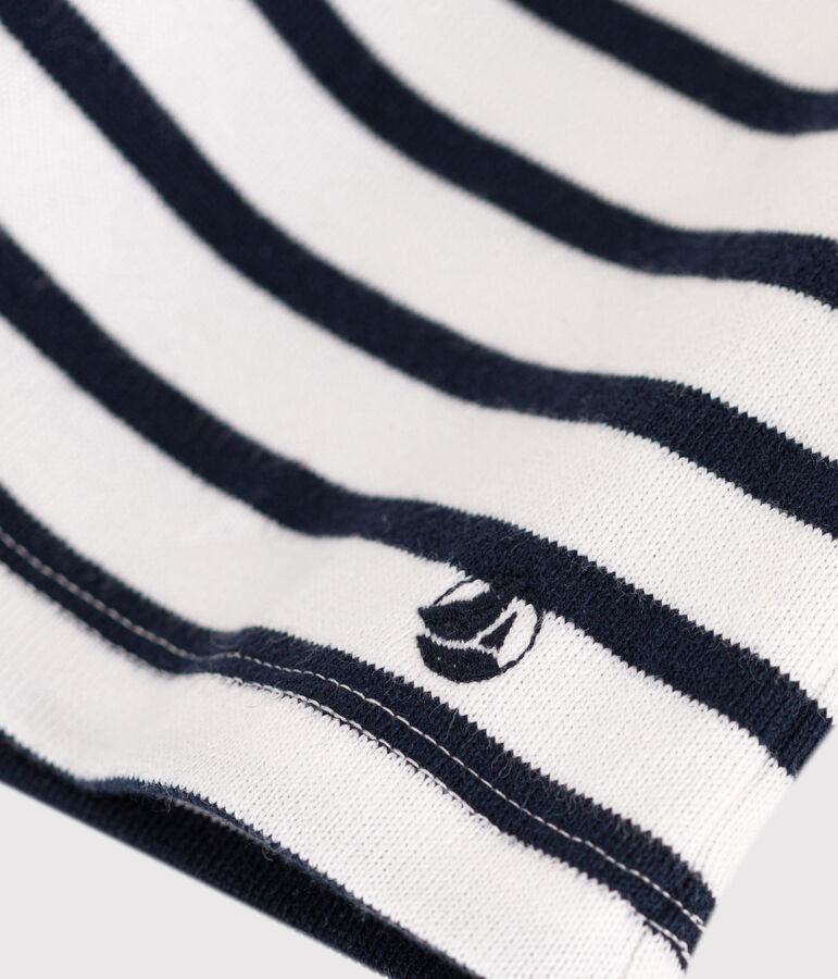 Abito a maniche lunghe in cotone spesso a righe bambina bianco/blu