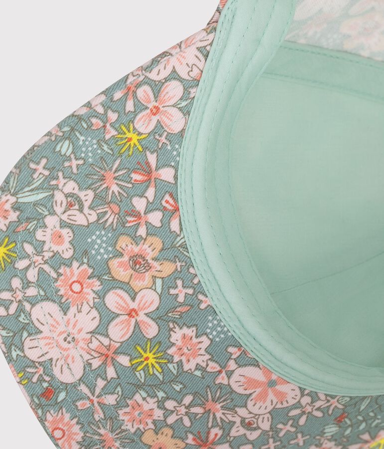 Cappellino fantasia a fiori bambina blu/multicolore