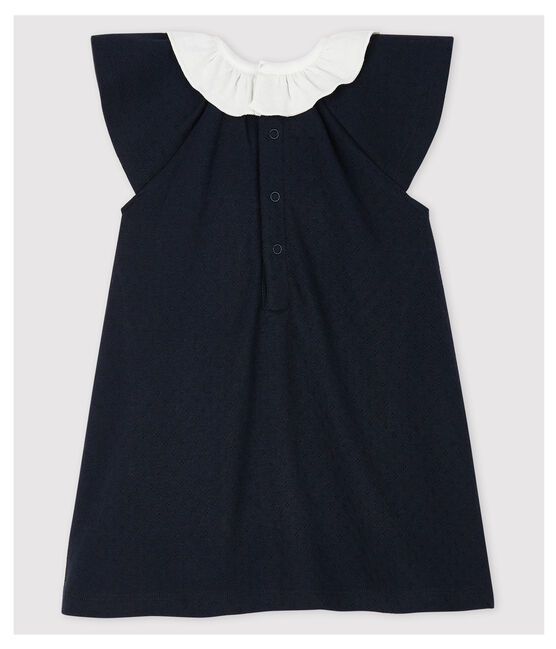 Abito body con colleto a costine bebé femmina blu SMOKING