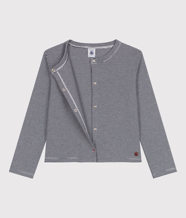 Cardigan in cotone a righe bambina blu/bianco