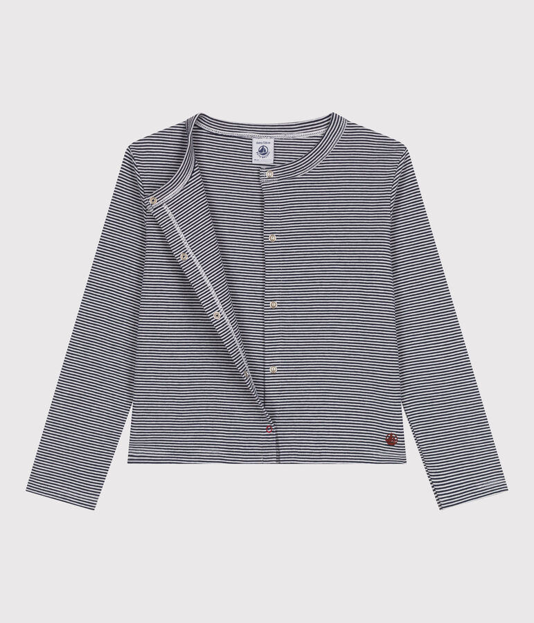 Cardigan in cotone a righe bambina blu/bianco