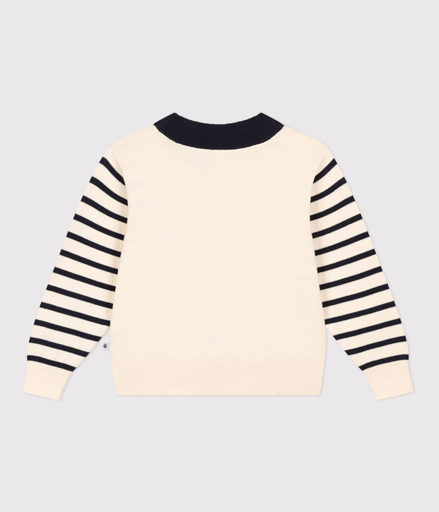 Maglione alla marinara in cotone bambino unisex ecru/multicolore
