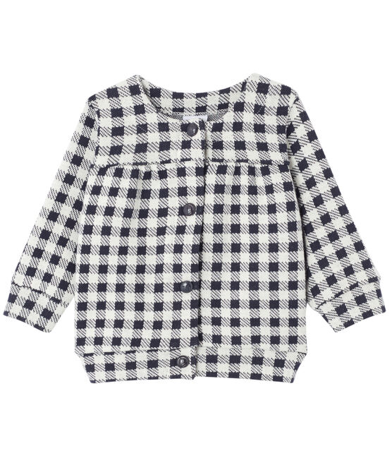 Cardigan per bebé femmina a quadretti Vichy blu SMOKING/beige COQUILLE