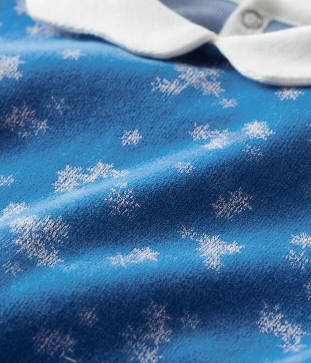 Tutina beb&eacute; femmina in ciniglia blu/bianco