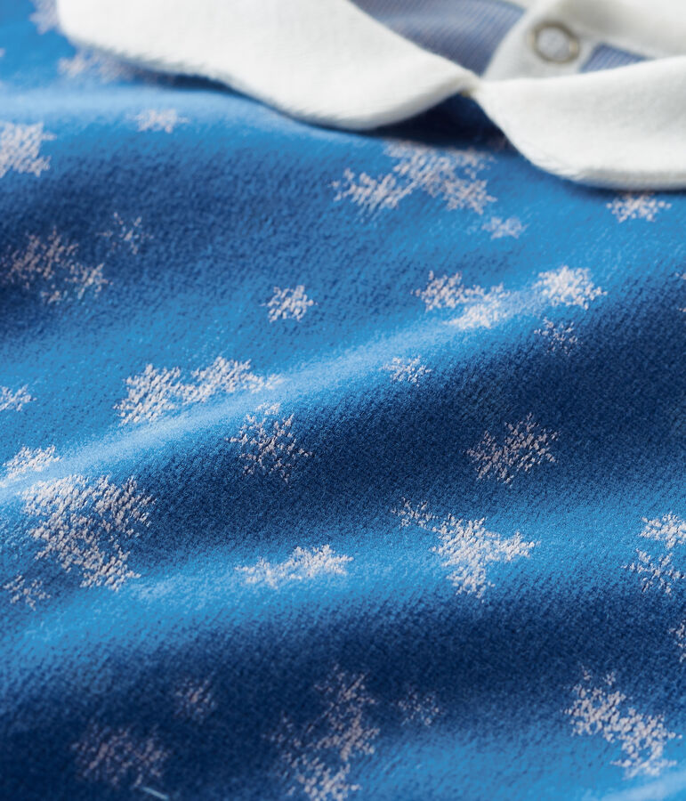 Tutina beb&eacute; femmina in ciniglia blu/bianco