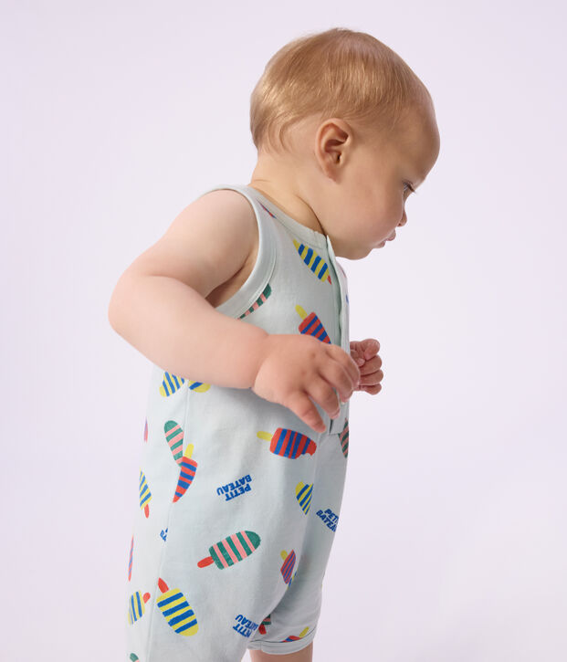 Tuta corta in cotone con gelati stampati neonato blu/multicolore