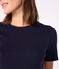 T-shirt Iconica a maniche corte a coste tinta unita donna blu SMOKING