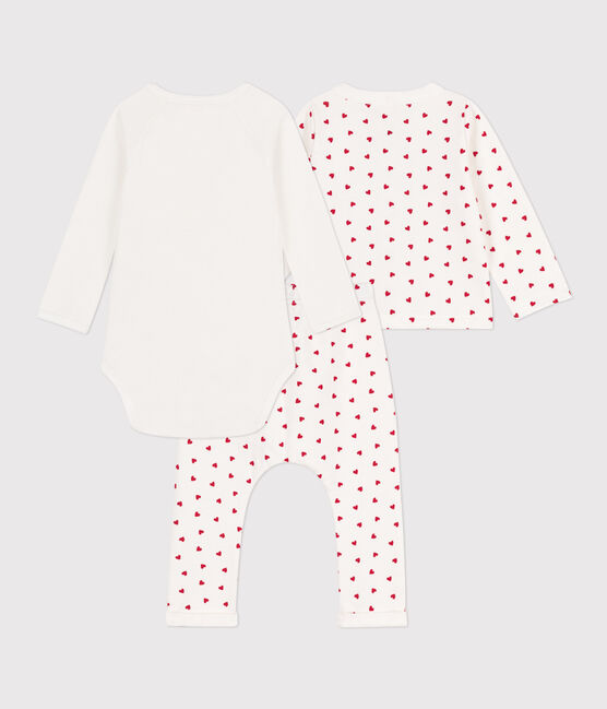Completo bebè in cotone stampato bianco MARSHMALLOW/rosso PEPS
