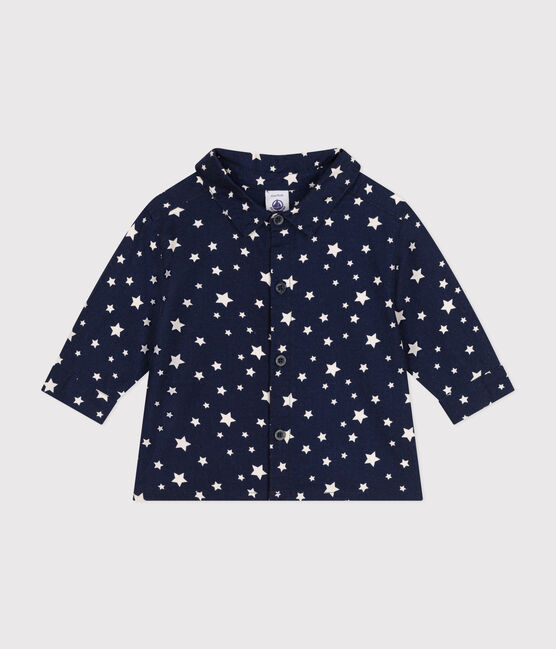 Camicia in flanella neonato blu MEDIEVAL/bianco MARSHMALLOW