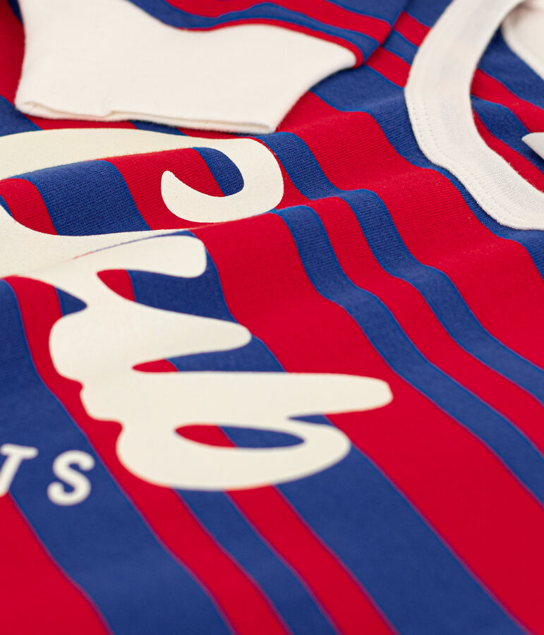 T-shirt bambino maniche lunghe a righe blu/rosso