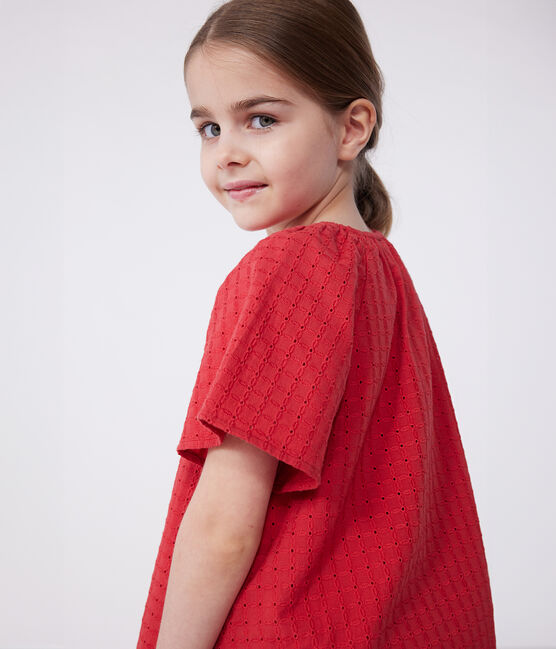 Blusa a maniche corte in cotone con motivo a fiori bambina SPI
