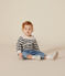 Pullover in maglia di lana e cotone neonato bianco MARSHMALLOW/blu SMOKING