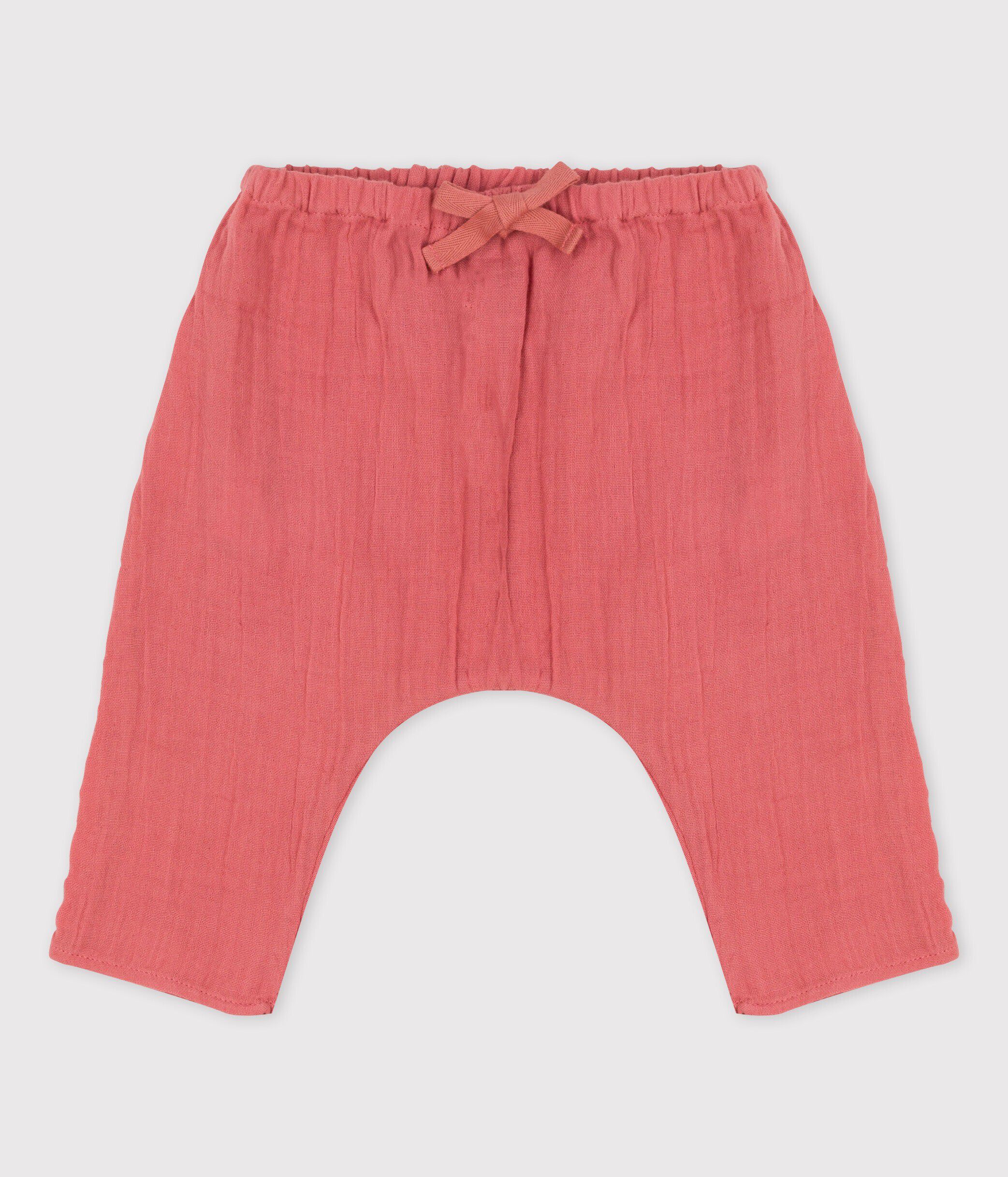 Pantaloni beb alla turca in garza di cotone biologico tinta unita A03LV05420